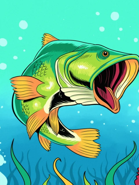 Alternative view of Big Mouth Bass Art Canvas Print from Ward TCG