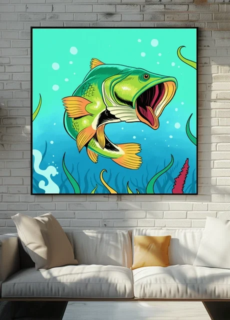 Big Mouth Bass Art Canvas Print from Ward TCG