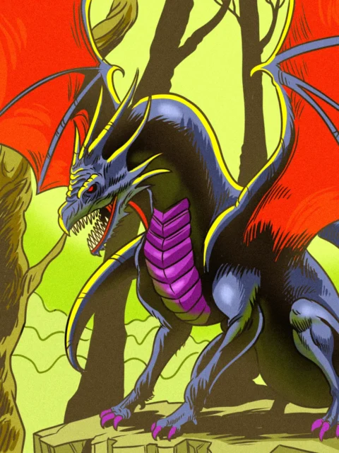 Alternative view of Black Dragon Art Canvas Art Print from Ward TCG