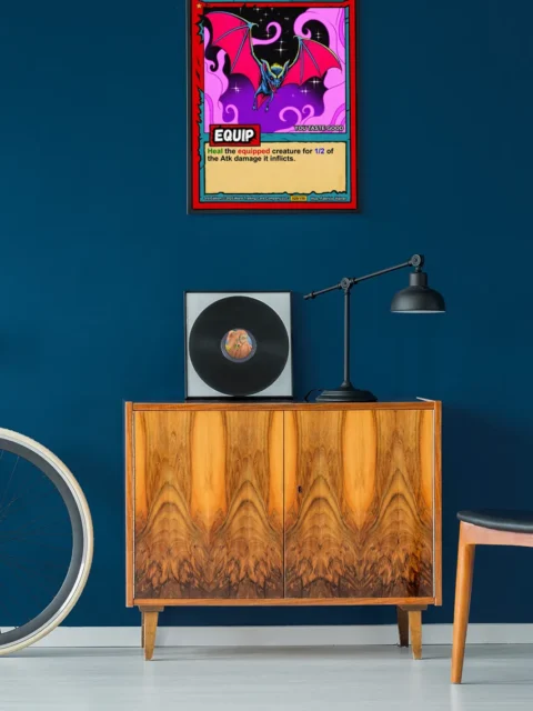 Cyan banner with BLOOD OF THE BAT in gothic black lettering and blue infinity symbol.