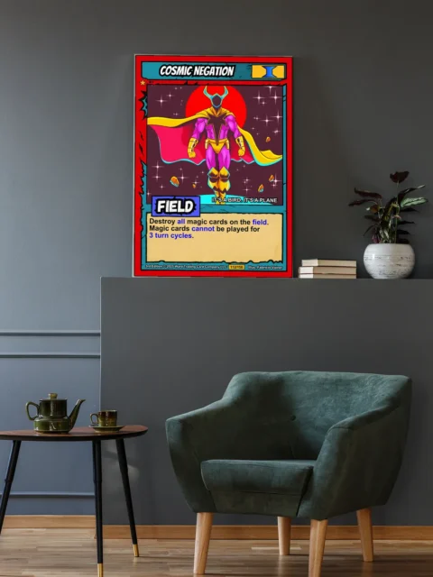 Two-toned cape with red interior and yellow exterior billowing behind the hero.