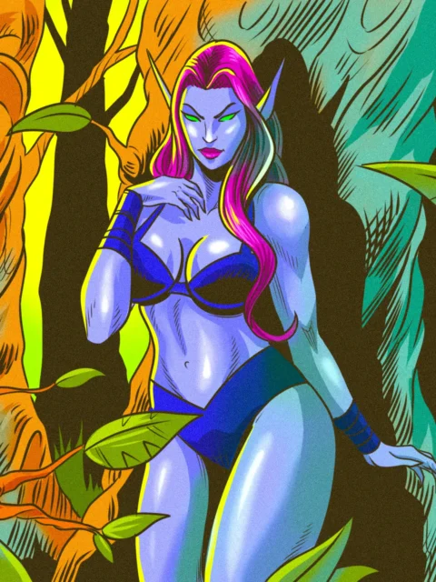 Alternative view of Dark Elf Art Fantasy Wall Art from Ward TCG