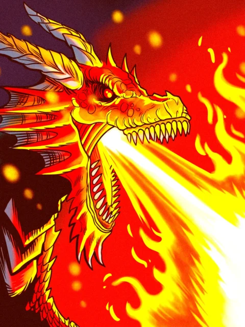 Alternative view of Dragon Fire Art Canvas Art Print from Ward TCG