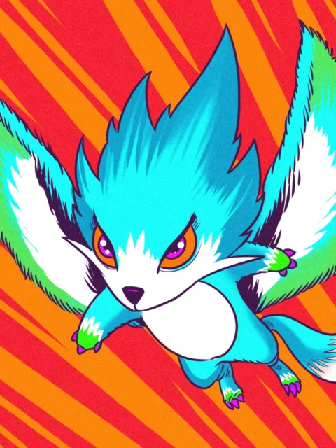 Alternative view of Dragon Fox Art Fantasy Art Print from Ward TCG