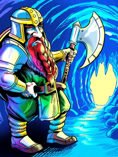 Alternative view of Dwarf Soldier Art Fantasy Canvas Artwork from Ward TCG