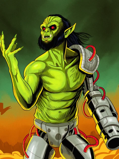 Alternative view of Enhanced Orc Art Fantasy Canvas Print from Ward TCG