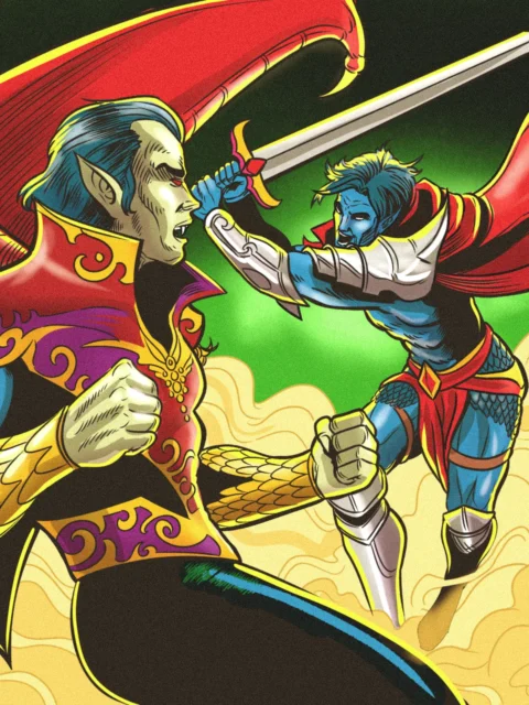 Alternative view of Fight Scene Art Fantasy Canvas Artwork from Ward TCG