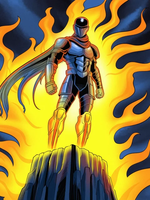 Alternative view of Flame Sentinel Art Fantasy Canvas Print from Ward TCG