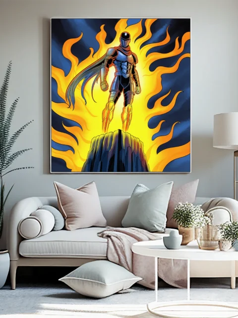 Flame Sentinel Art Fantasy Canvas Print from Ward TCG