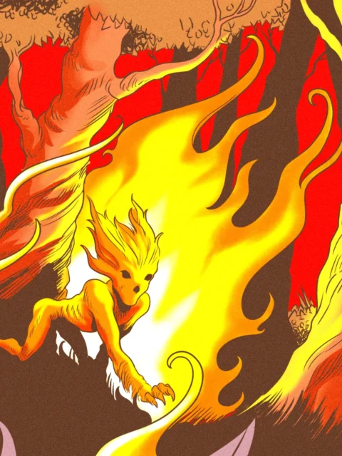Alternative view of Forest Fire Art Fantasy Art Print from Ward TCG