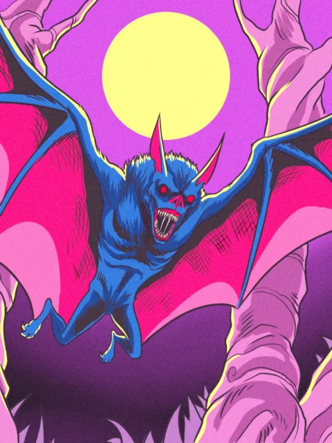 Alternative view of Giant Bat Art Fantasy Canvas Artwork from Ward TCG