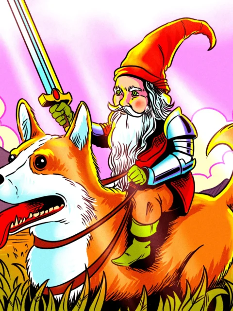 Alternative view of Gnome Dragoon Art Fantasy Canvas Artwork from Ward TCG