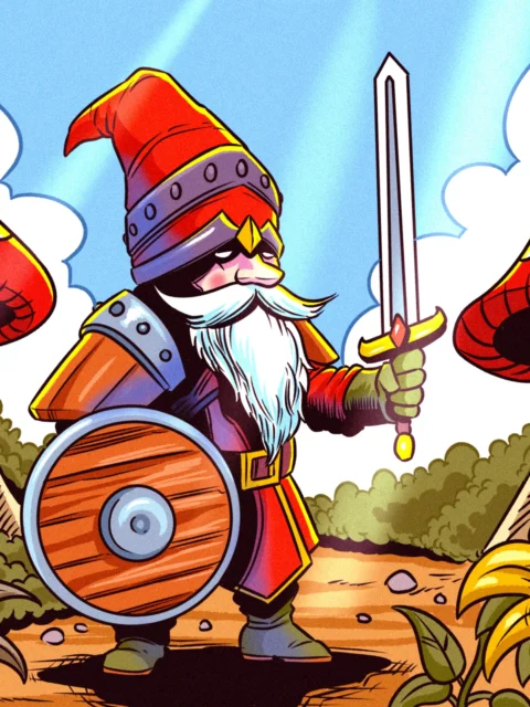 Alternative view of Gnome Warrior Art Fine Art Canvas from Ward TCG