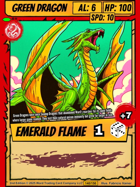 Alternative view of Green Dragon Fantasy Art Print from Ward TCG