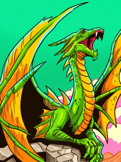 Alternative view of Green Dragon Art Canvas Art Print from Ward TCG