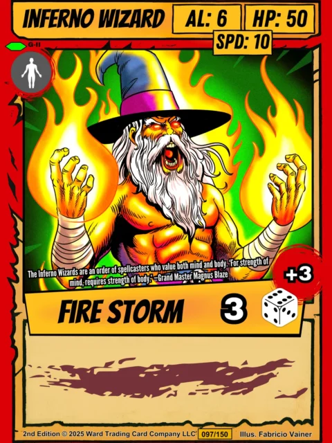 Alternative view of Inferno Wizard Fantasy Art Print from Ward TCG