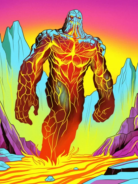 Alternative view of Lava Golem Art Fantasy Wall Art from Ward TCG