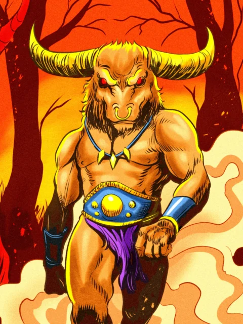 Alternative view of Minotaur Art Fantasy Canvas Artwork from Ward TCG
