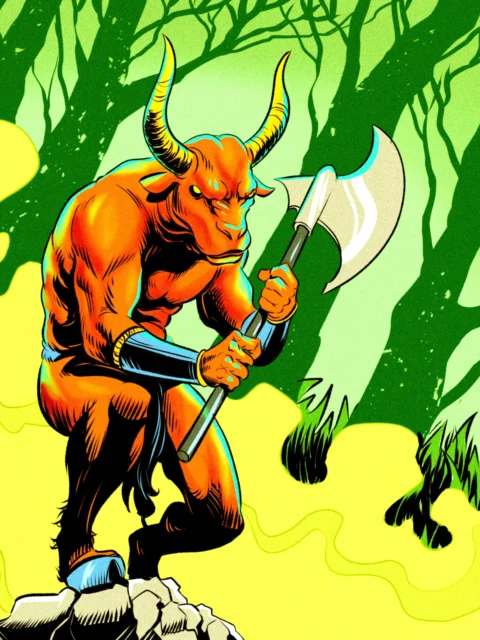 Alternative view of Minotaur Bodyguard Art Fine Art Canvas from Ward TCG