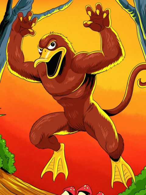 Alternative view of Monkey Duck Art Fantasy Canvas Artwork from Ward TCG