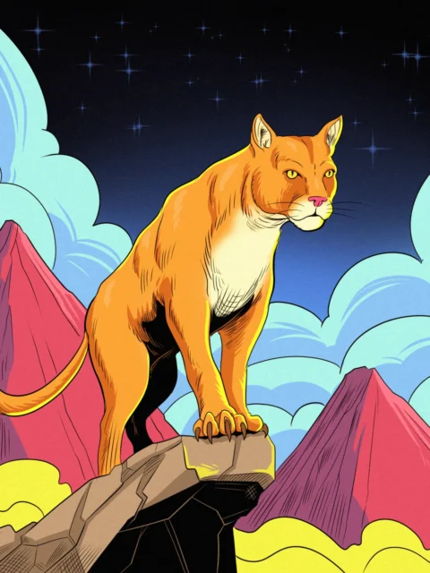 Alternative view of Montain Lion Art Fantasy Wall Art from Ward TCG