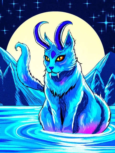 Alternative view of Moon Cat Art Gallery Archival Print from Ward TCG