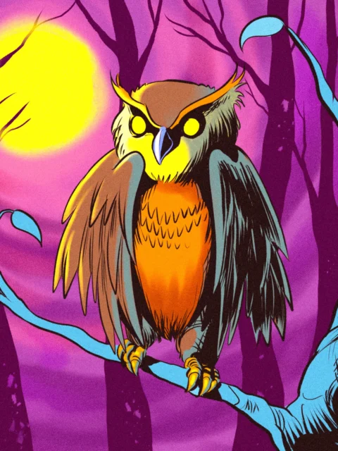 Alternative view of Owl Art Fantasy Canvas Artwork from Ward TCG