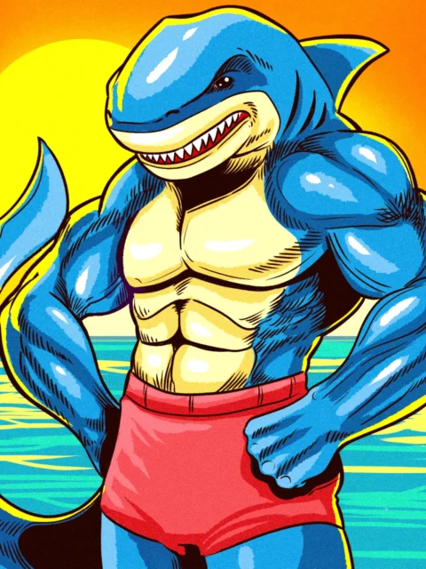 Alternative view of Perfect Shark Art Fine Art Canvas from Ward TCG