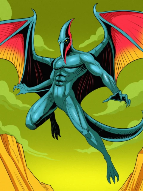 Alternative view of Ptera Man Art Fantasy Canvas Print from Ward TCG