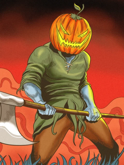 Alternative view of Pumpkin Man Art Canvas Wall Art from Ward TCG