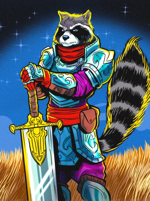 Alternative view of Raccon Knight Art Canvas Wall Art from Ward TCG