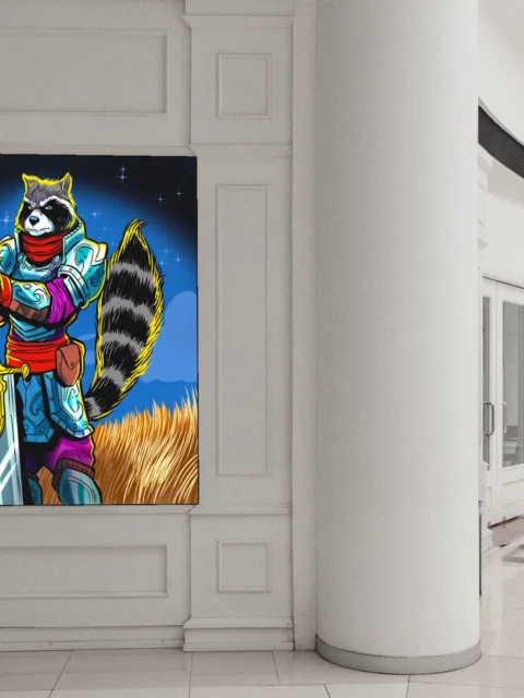 Raccon Knight Art Canvas Wall Art from Ward TCG