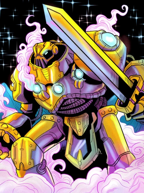 Alternative view of Steam Golem Art Fine Art Canvas from Ward TCG