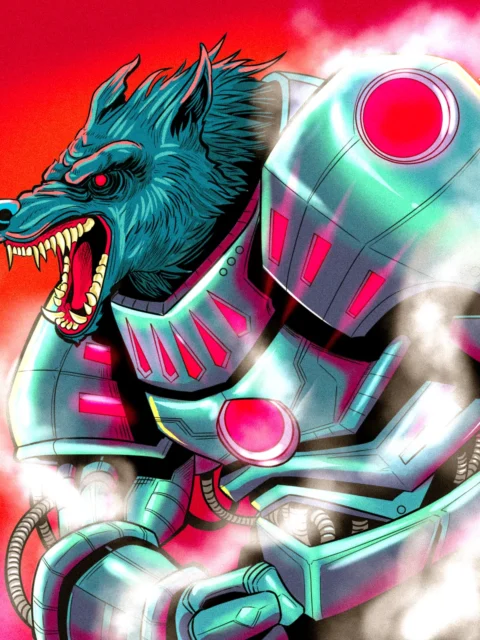 Alternative view of Steam Wolf Art Fantasy Art Print from Ward TCG