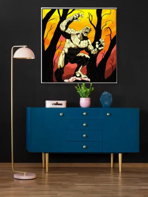 Stone Golem Art Canvas Print from Ward TCG