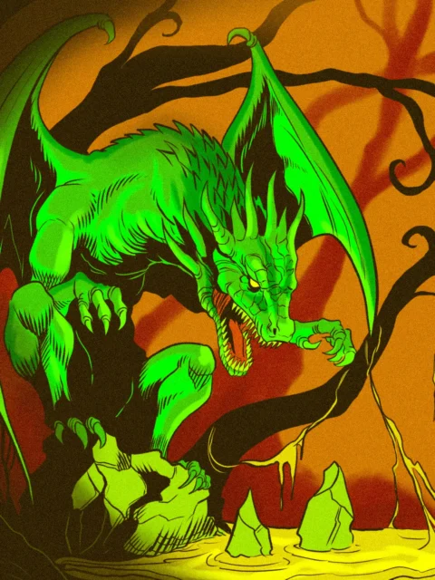 Alternative view of Swamp Dragon Art Fantasy Canvas Print from Ward TCG