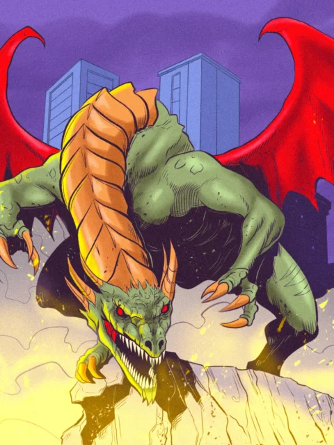 Alternative view of Time Dragon Art Fine Art Canvas from Ward TCG