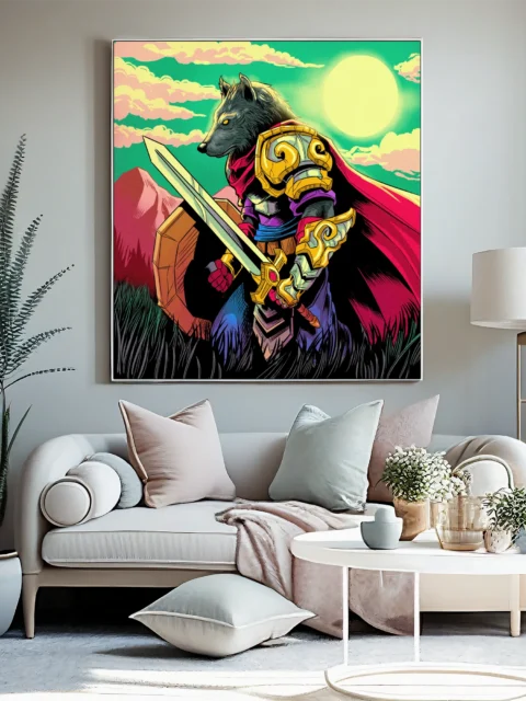 Wolf Knight Art Canvas Art Print from Ward TCG