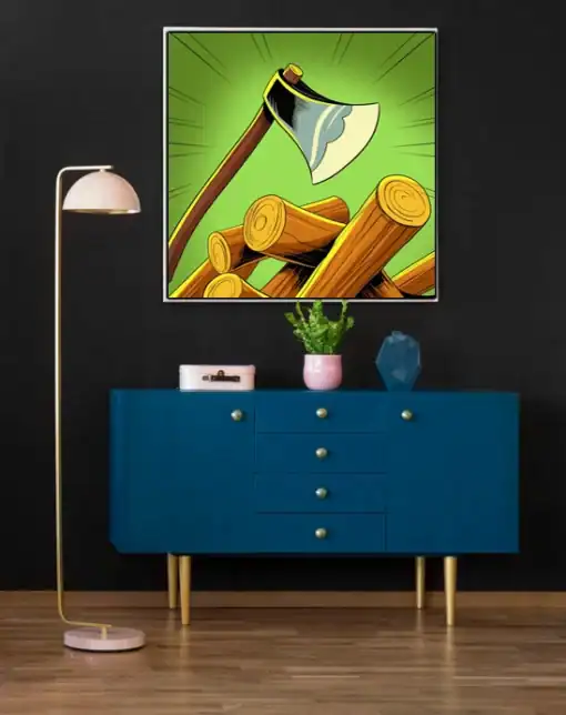 Wwod Axe Art Canvas Print - Ward TCG Comic Book Style