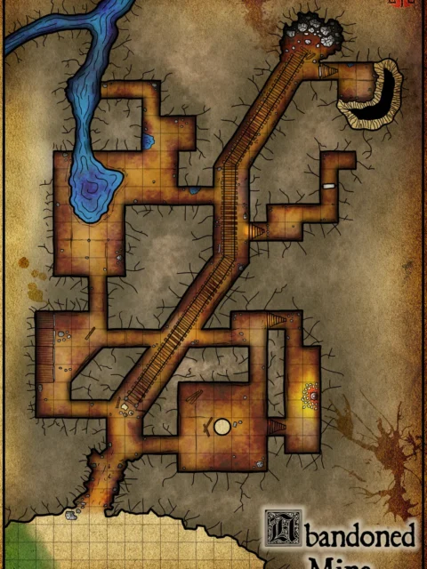 Alternative view of Abandoned Mine Fantasy Canvas Artwork from Elven Tower Cartography