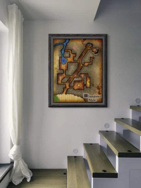 Abandoned Mine Fantasy Canvas Artwork from Elven Tower Cartography