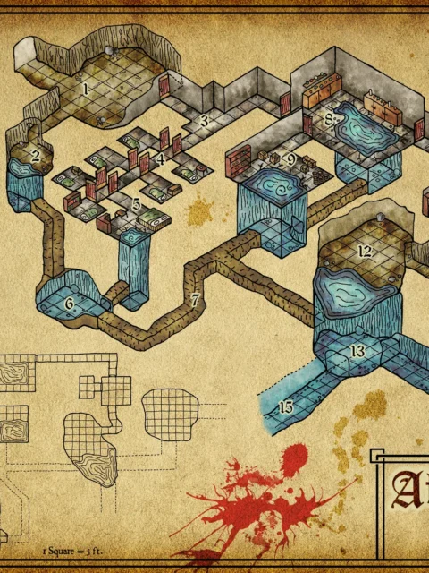 Alternative view of Aboleth Lair Fantasy Wall Art from Elven Tower Cartography