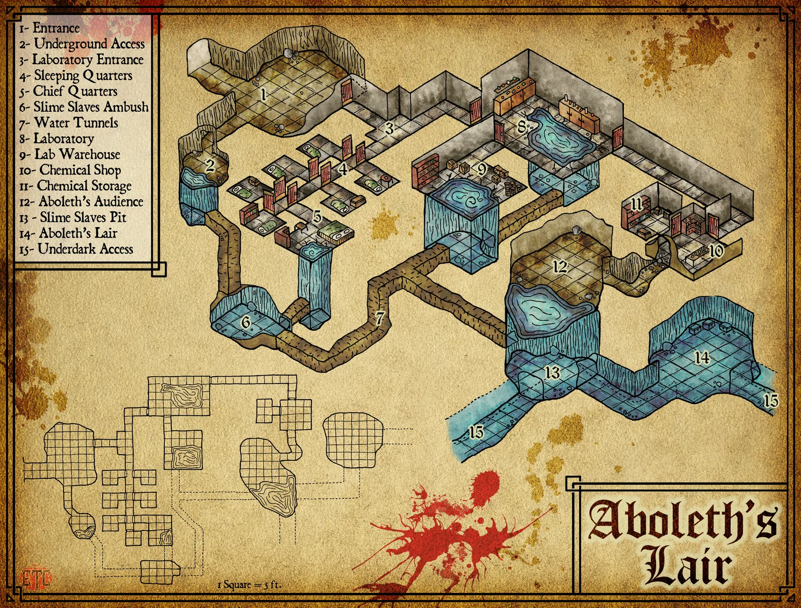 Aboleth Lair Fantasy Wall Art from Elven Tower Cartography - Image 2