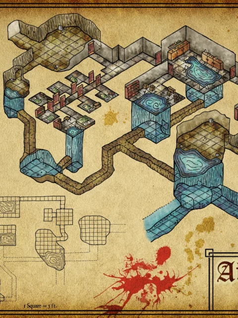 Alternative view of Aboleth Lair No Labels Fine Art Canvas from Elven Tower Cartography