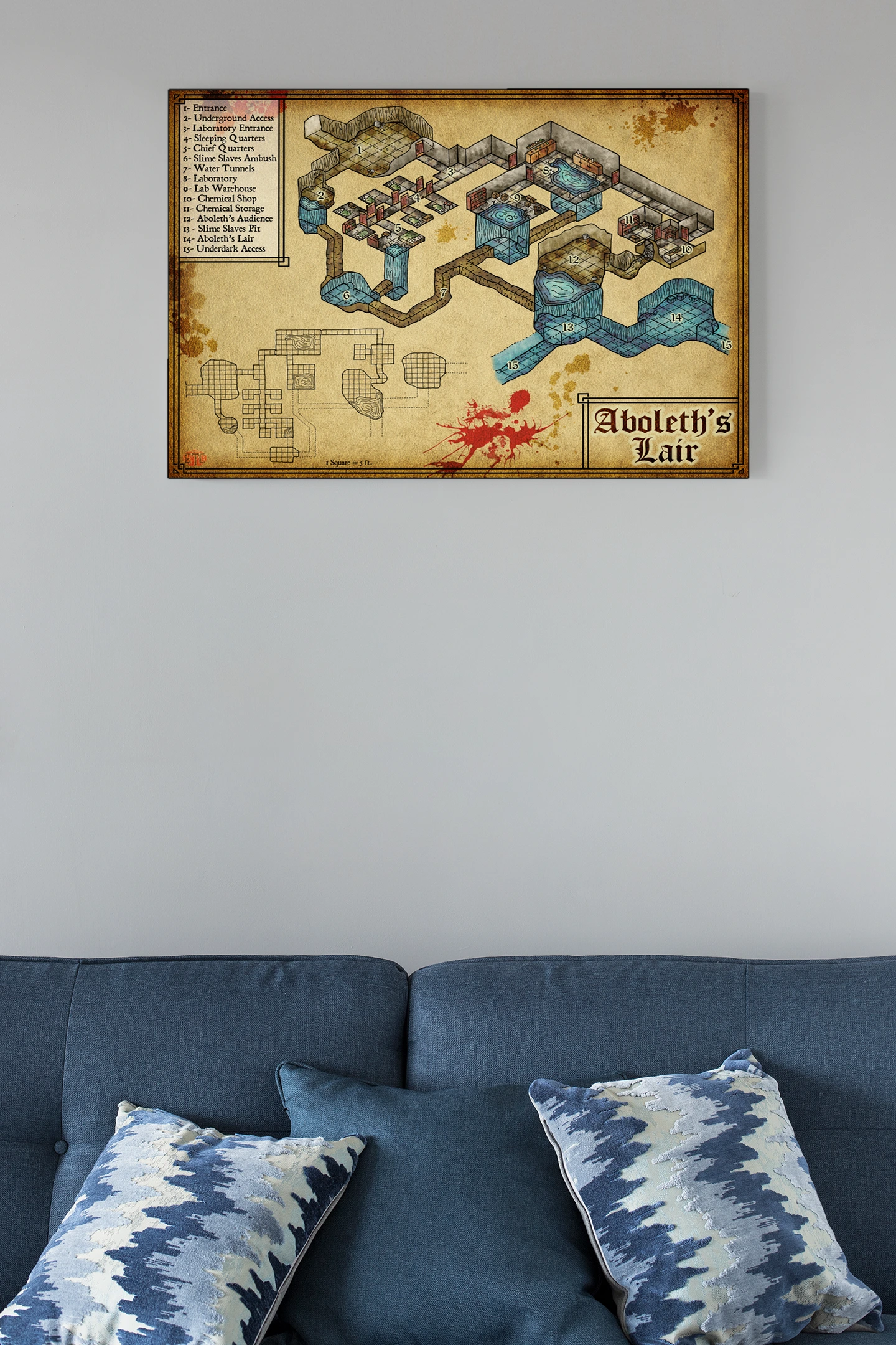 Aboleth Lair Fantasy Wall Art from Elven Tower Cartography