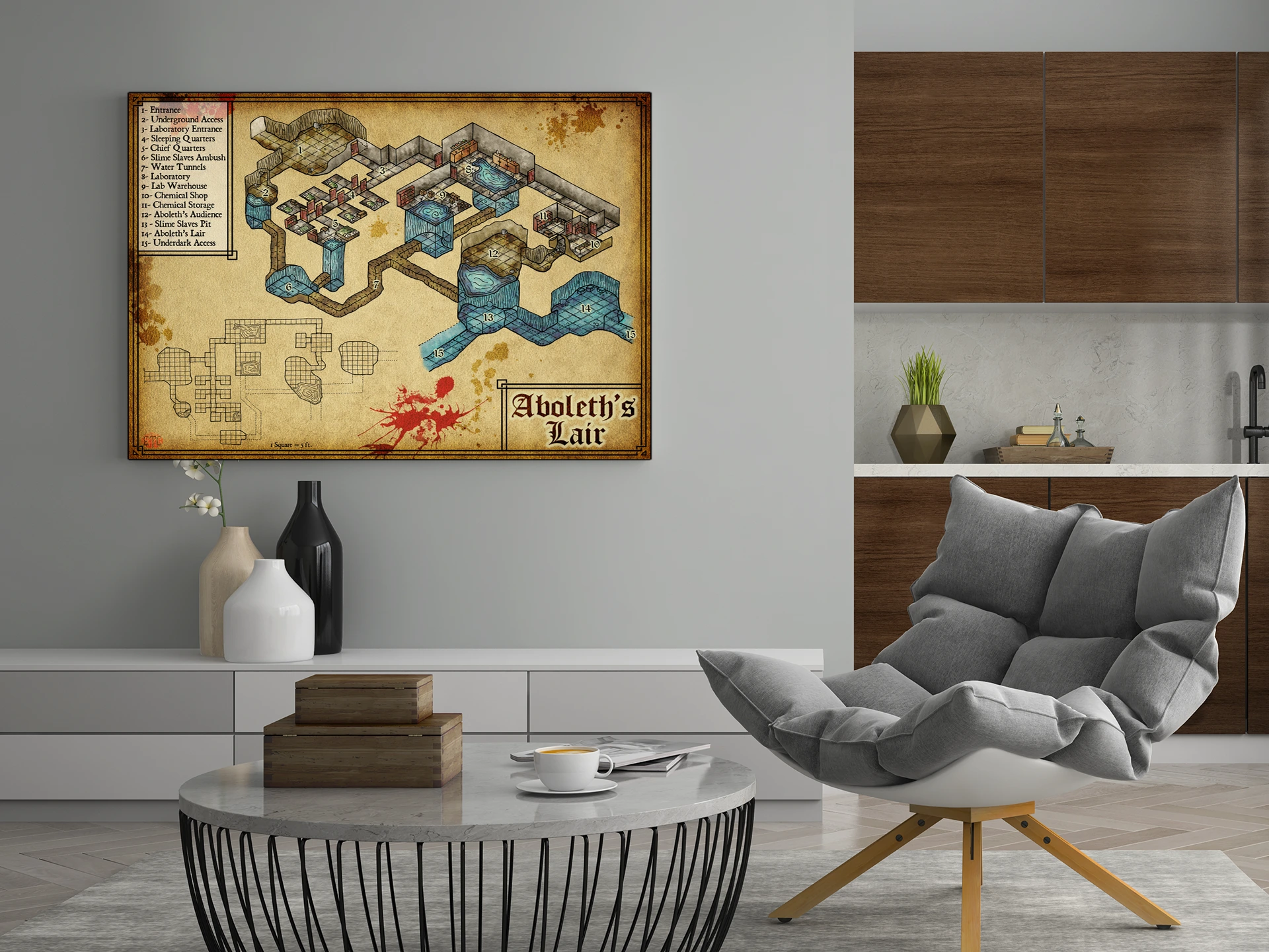 Aboleth Lair Fantasy Wall Art from Elven Tower Cartography - Image 4