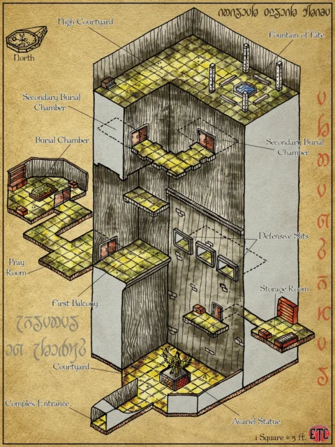 Alternative view of Avariel Complex Fantasy Canvas Print from Elven Tower Cartography