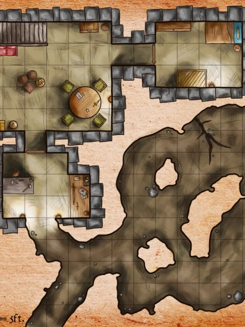 Basement S Pasage Fantasy Canvas Artwork from Elven Tower Cartography