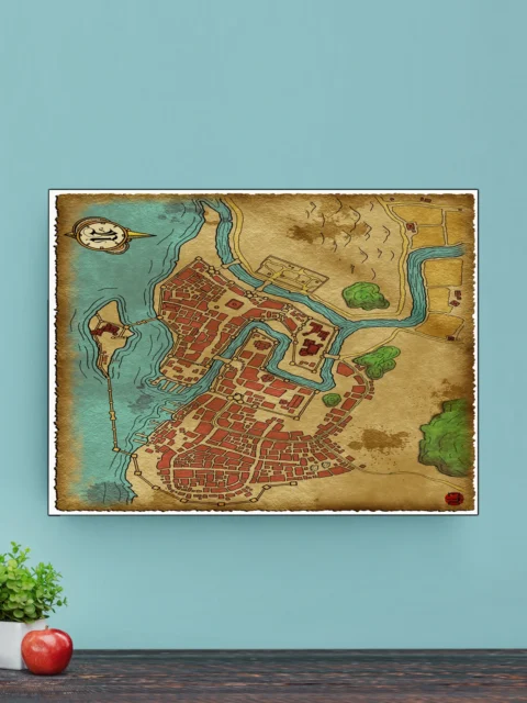 Bay City Fine Art Canvas from Elven Tower Cartography