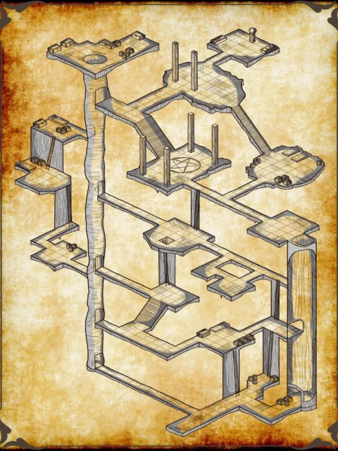Beholder Lair 1 Fantasy Wall Art from Elven Tower Cartography